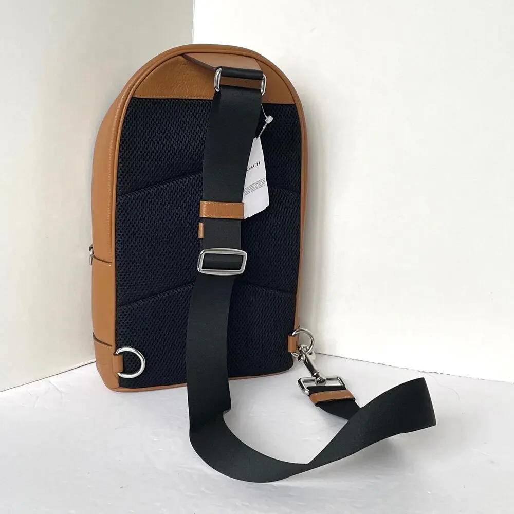 Coach West Pack Brown Pebbled Leather Sling Backpack 2540